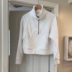Women's White Half-Zip Pullover Top